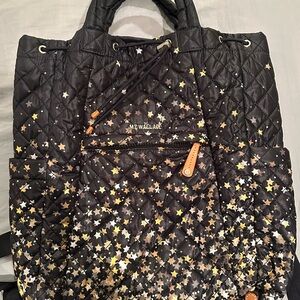 MZ Wallace Black Star-Patterned Quilted Bag